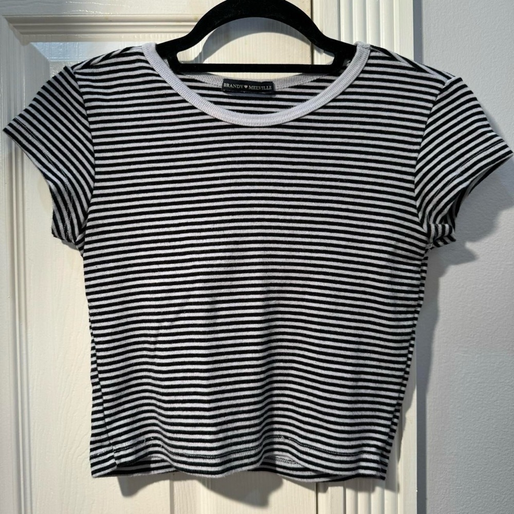 Black and gray striped Brandy Melville short
sleeve tee